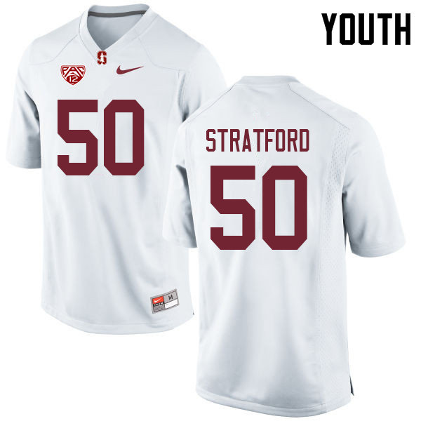 Youth #50 Trey Stratford Stanford Cardinal College Football Jerseys Sale-White - Click Image to Close